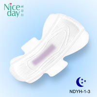 Super high absorbent night use color sanitary pad with negative ion good quality sanitary towels Manufacturer NDYH-1-3-Niceday